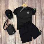 Футболка и шорты Stone Island мужской костюм летний Стон Айленд черный