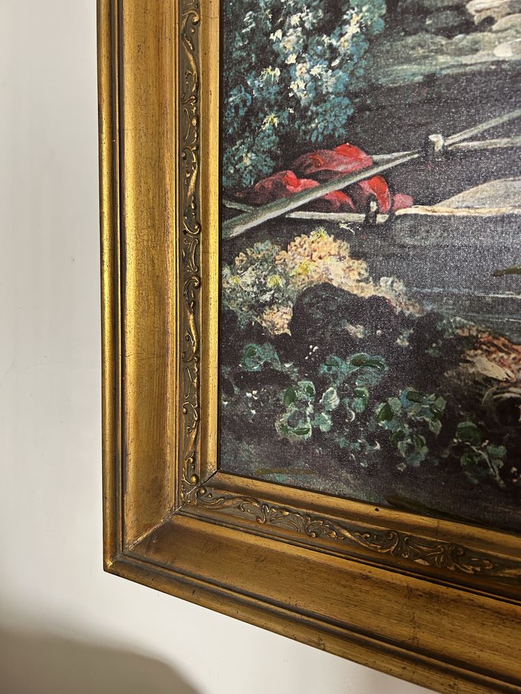 Quadro antigo com paisagem rural