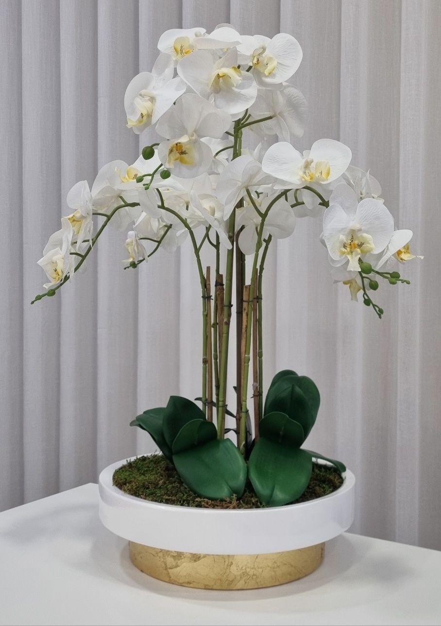 Arranjo de Orquidea Dourada Artificial grande - 50x80cm By Arcoazul