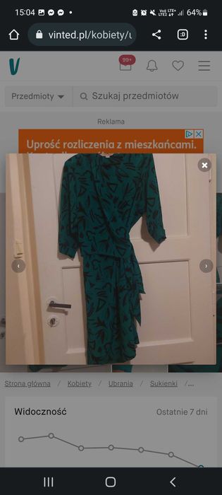 Marina rinaldi unikat jedwab 100% morska zieleń midi silk vintage