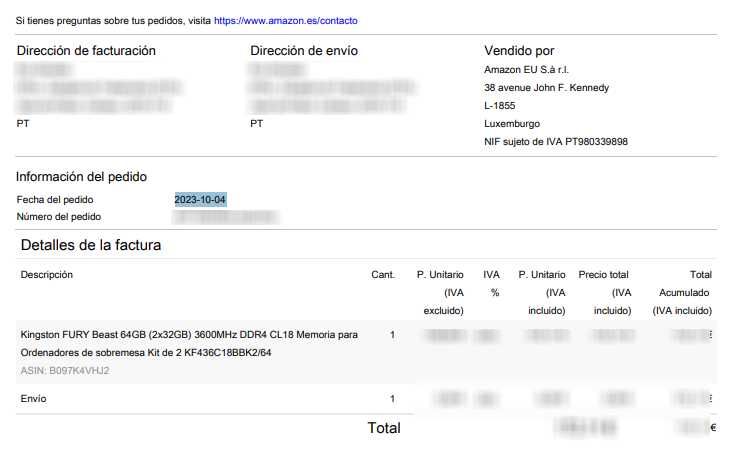 Kingston FURY Beast 64 GB (2x32 GB) 3600MHz DDR4 c/garantia