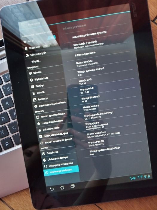 Tablet z klawiaturą Asus Transformer tf201