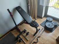 Silownia domowa 160kg obciazenia, lawka, gryfy