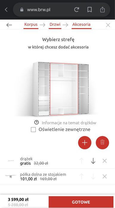 Duża szafa przesuwna z lustrem BRW