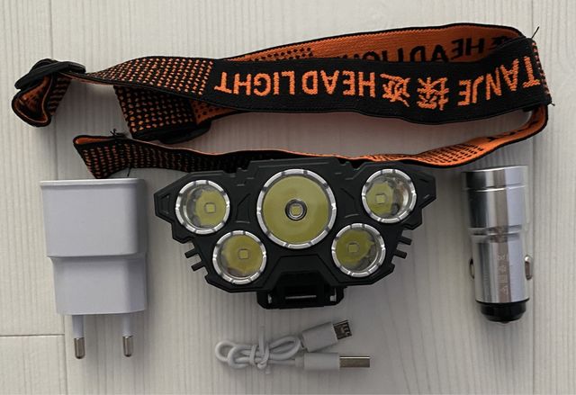 Налобні акумуляторні USB LED ліхтарики T21 Headlight (5 LED, 1500 mAh)