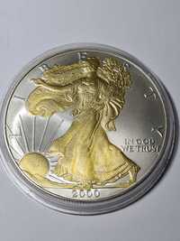 1 Dolar Liberty 2000 -srebro platerowane złotem