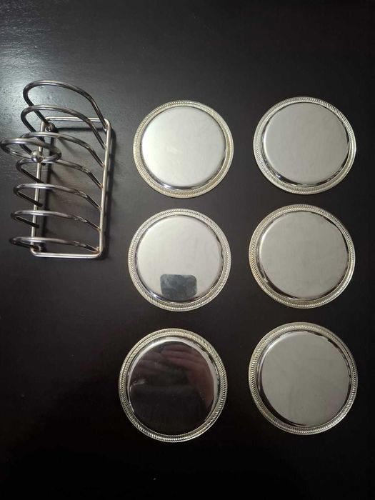 Porta-copos banhados a prata com suporte