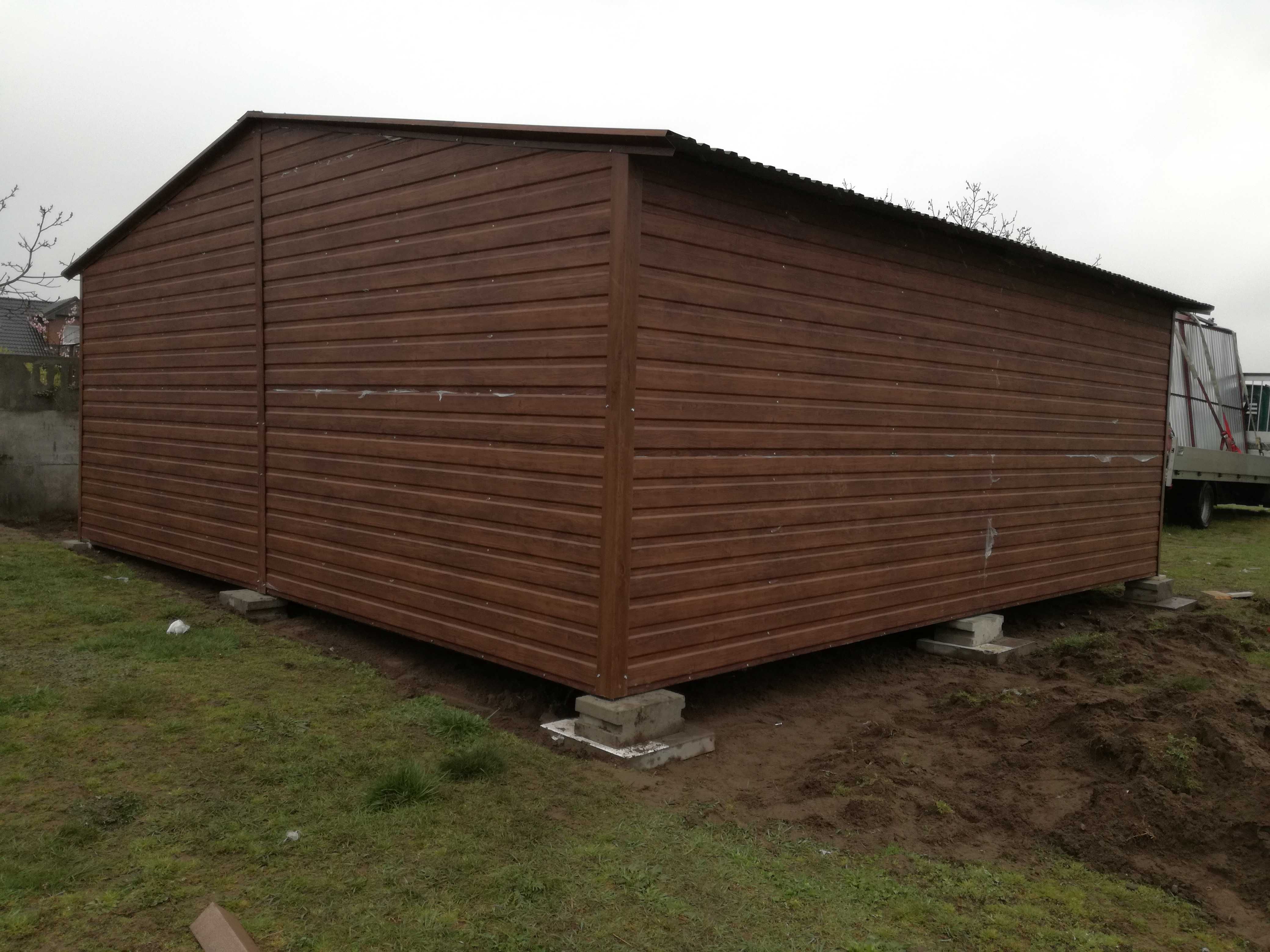 Garaż blaszany 6x5,80 plus 2m wiaty drewnopodobny złoty dąb,orzech