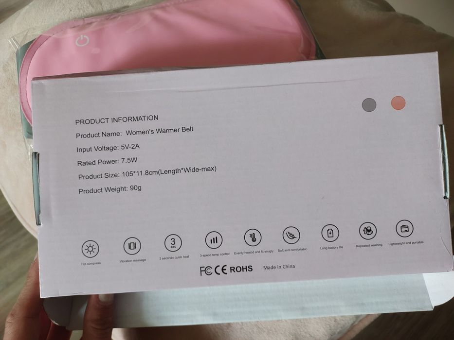 Podgrzewany różowy pas biodrowy elektryczny wejście USB