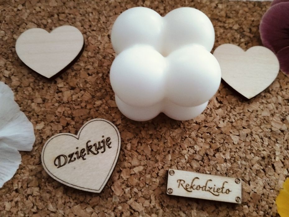 Mydełko zapachowe bubble i serce magnes podziękowania Pierwsza Komunia