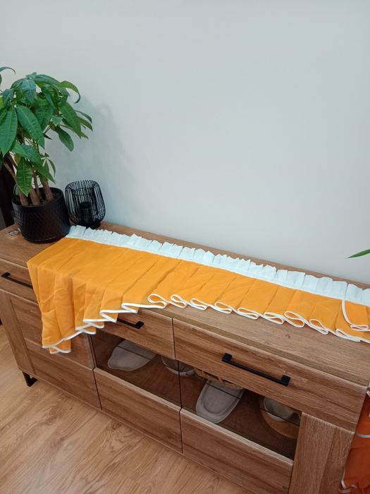 Pomarańczowy plisowany lambrekin 200x70