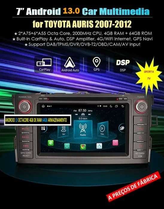 Auto-rádio 2 din Android 13 Toyota AURION CAMRY COROLLA AURIS ALTIS