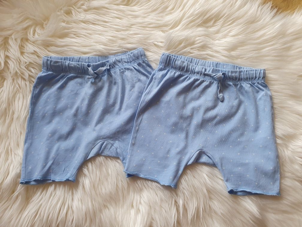 Krótkie spodenki buggy lekkie cienkie przewiewne 2-pack H&M roz. 74