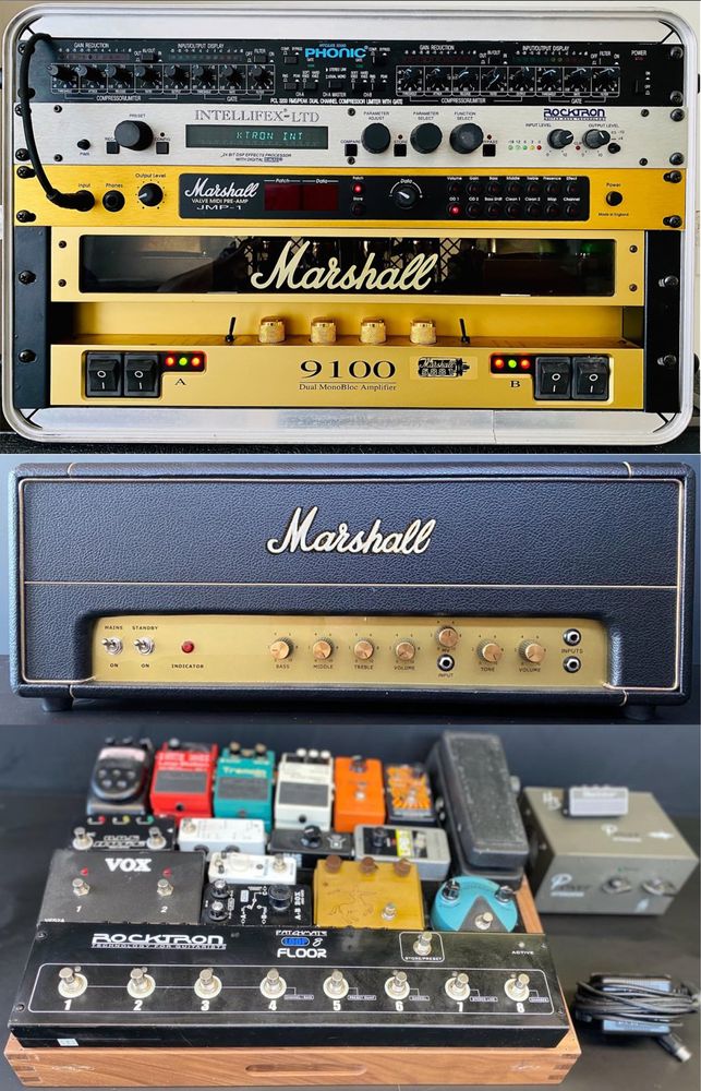 Marshall amp plexi/JMP1+9100/Pedais Boss MXR JHS EHX Dunlop Klon Cent