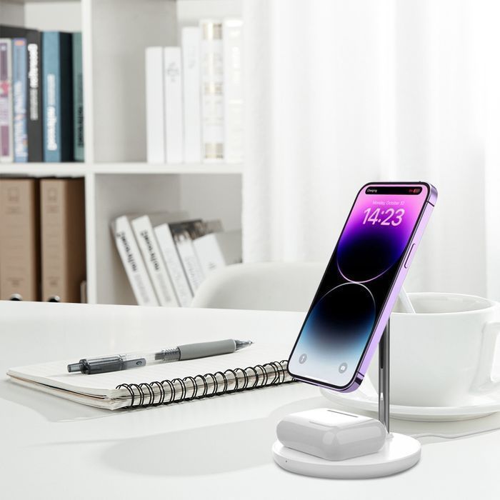 Ładowarka bezprzewodowa indukcyjna 2w1 QI 15W Magnetic MagSafe do