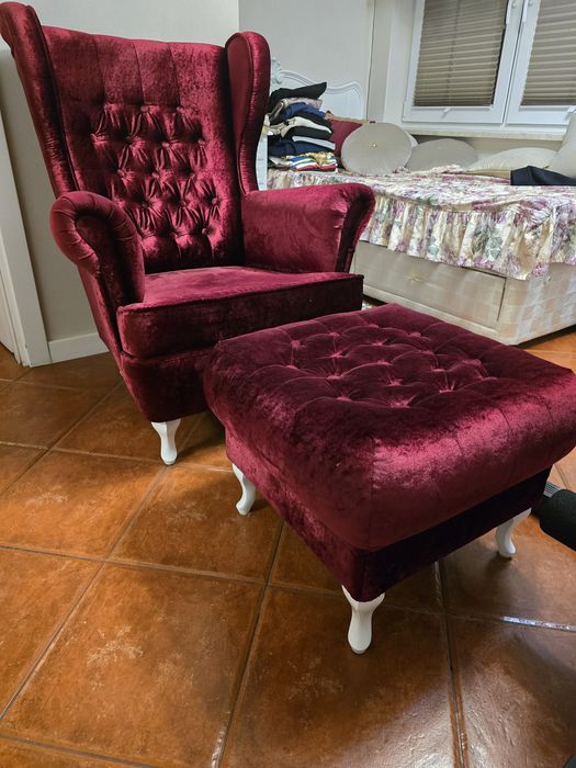 Fotel uszak + podnóżek