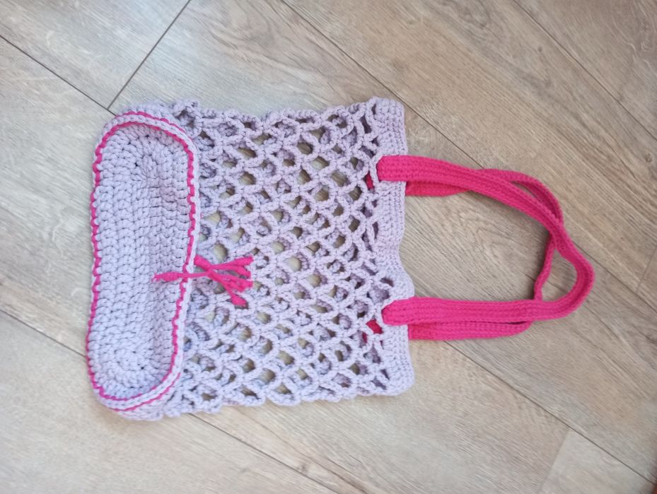 Torebka siatka Barbie ażur szydełko