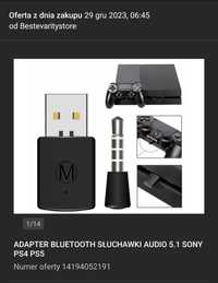 Adspter SłuchawkiI BLUETOOTH Audio 5.1 USB PS4 PS5 SONY -