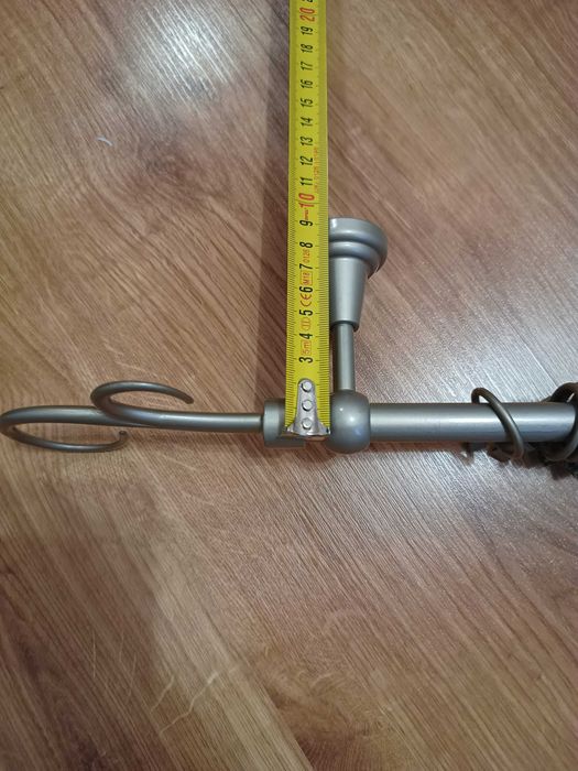 Karnisz pojedynczy szary srebrny metalowy 160cm żabki