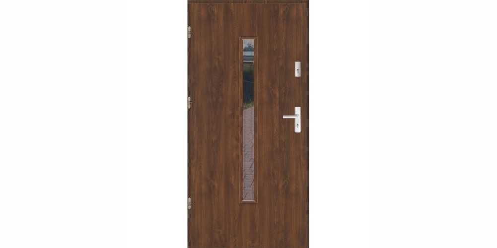 Drzwi OUTLET zewnętrzne EKO-NORM Płaskie S10 Lewe 90 Orzech nr259