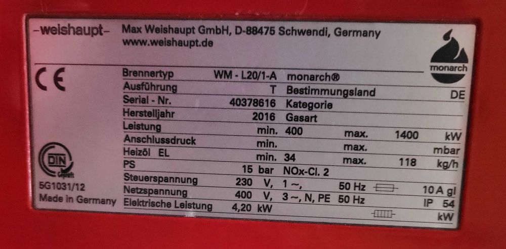 palnik weishaupt WM-L20