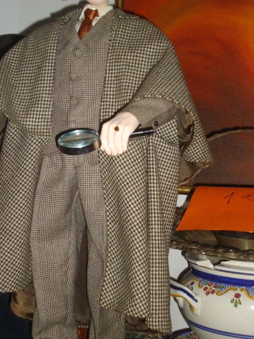 Cachimbo estátua Sherlock Holmes- Cabeça, mãos e cachimbo em cerâmica