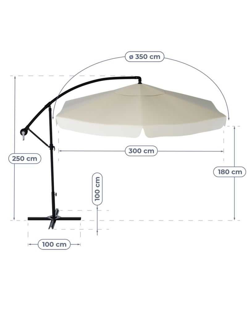 Parasol Ogrodowy Na Wysięgniku Duży Składany 350cm+ Pokrowiec 3 Kolory