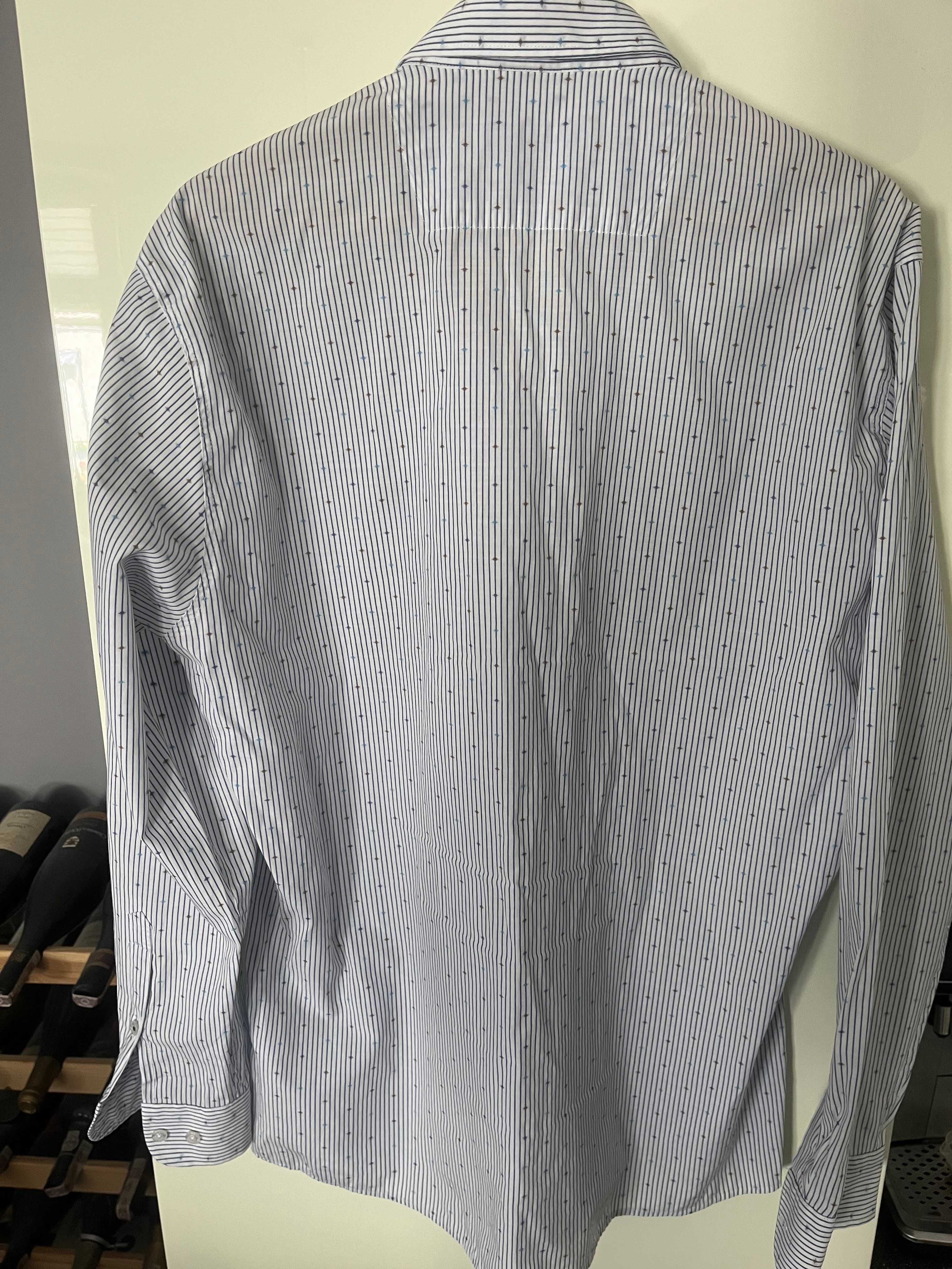Elegancka biała slimowana koszula U.S. Polo Assn. z paskami XL