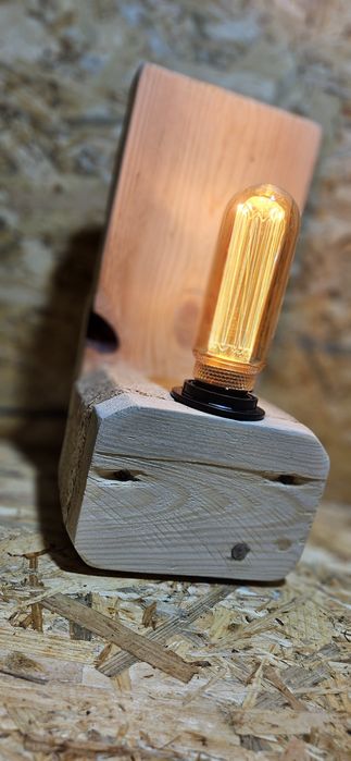 Lampa kinkiet lampka z drewna loft