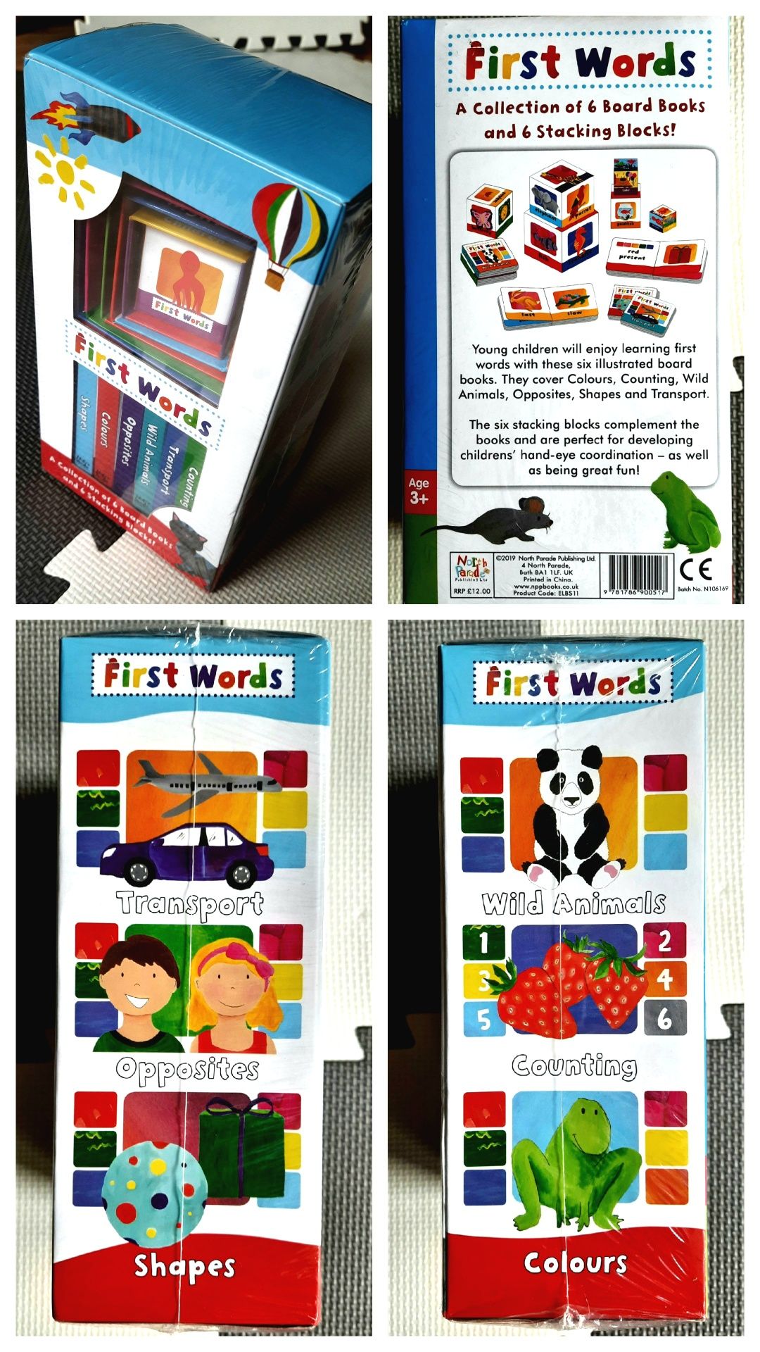 First Words a Collection of 6 Board Books 6 Stacking Blocks