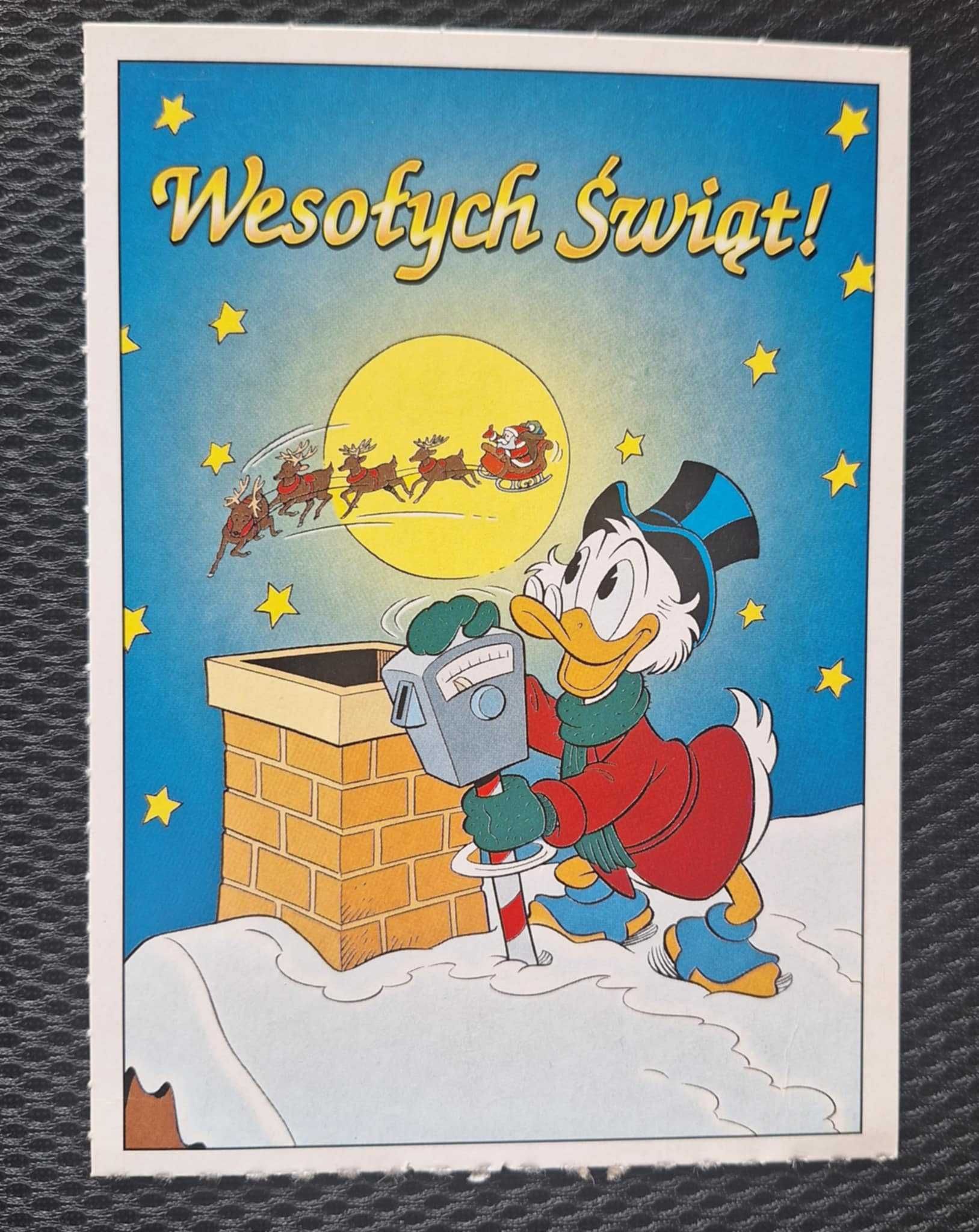 Pocztówka kartka Kaczor Donald Wesołych Świąt unikat