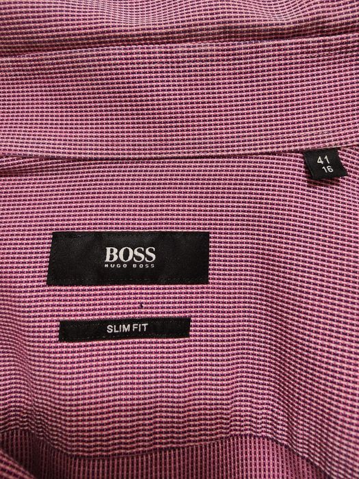 Hugo Boss | Różowa koszula w kratkę | Luksusowy styl, rozmiar 41 (L)
