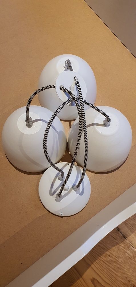 Lampa Wisząca Żyrandol Abażury Biały potrójny