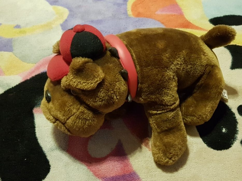 Pluszowy pies z czapką pluszak piesek