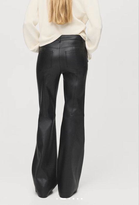 Брюки клеш, эко кожа, Манго