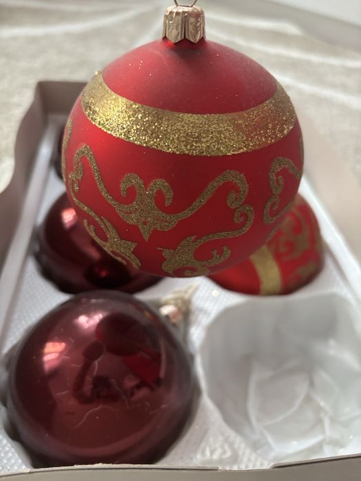 Bombki szklane czerwone/bordo srednica 10 cm