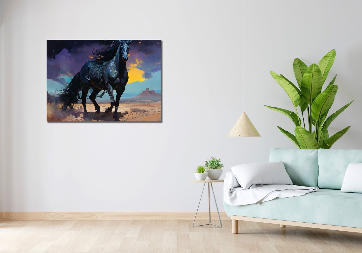 Obraz 100x70cm Czarny Koń Własnego Wyścigu