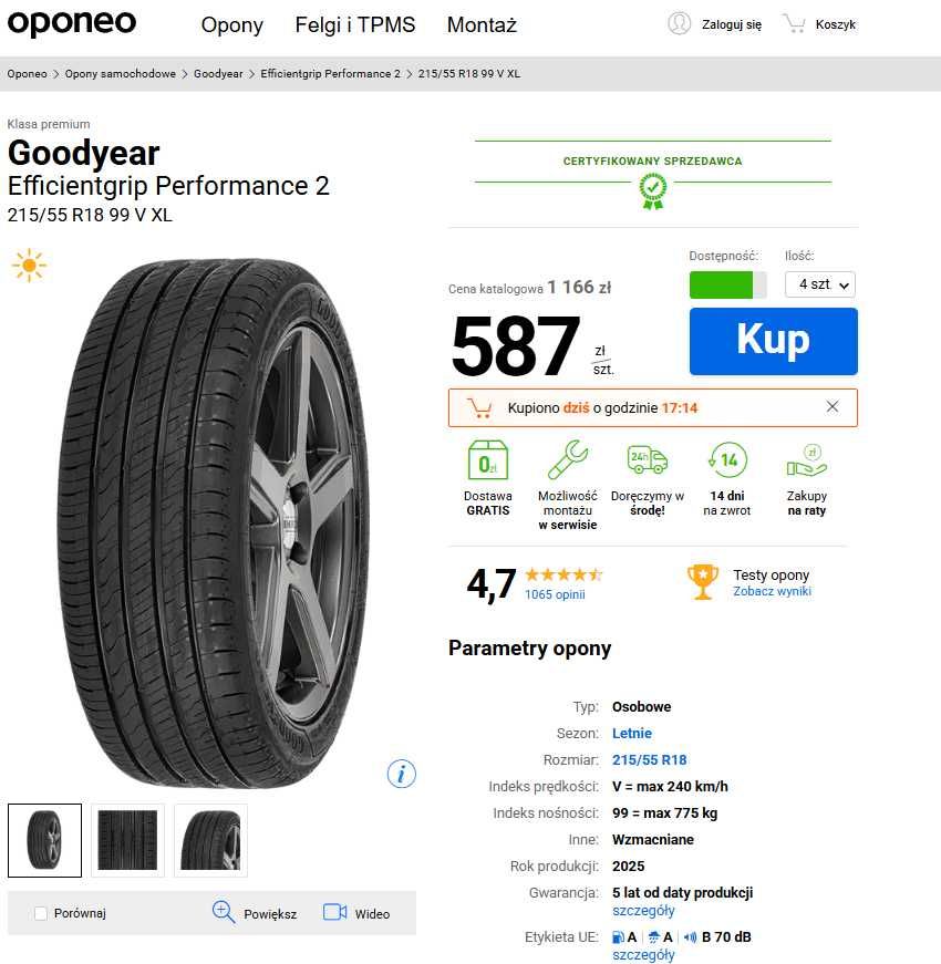 Goodyear Efficientgrip Performance 2 215/55 R18  99V XL