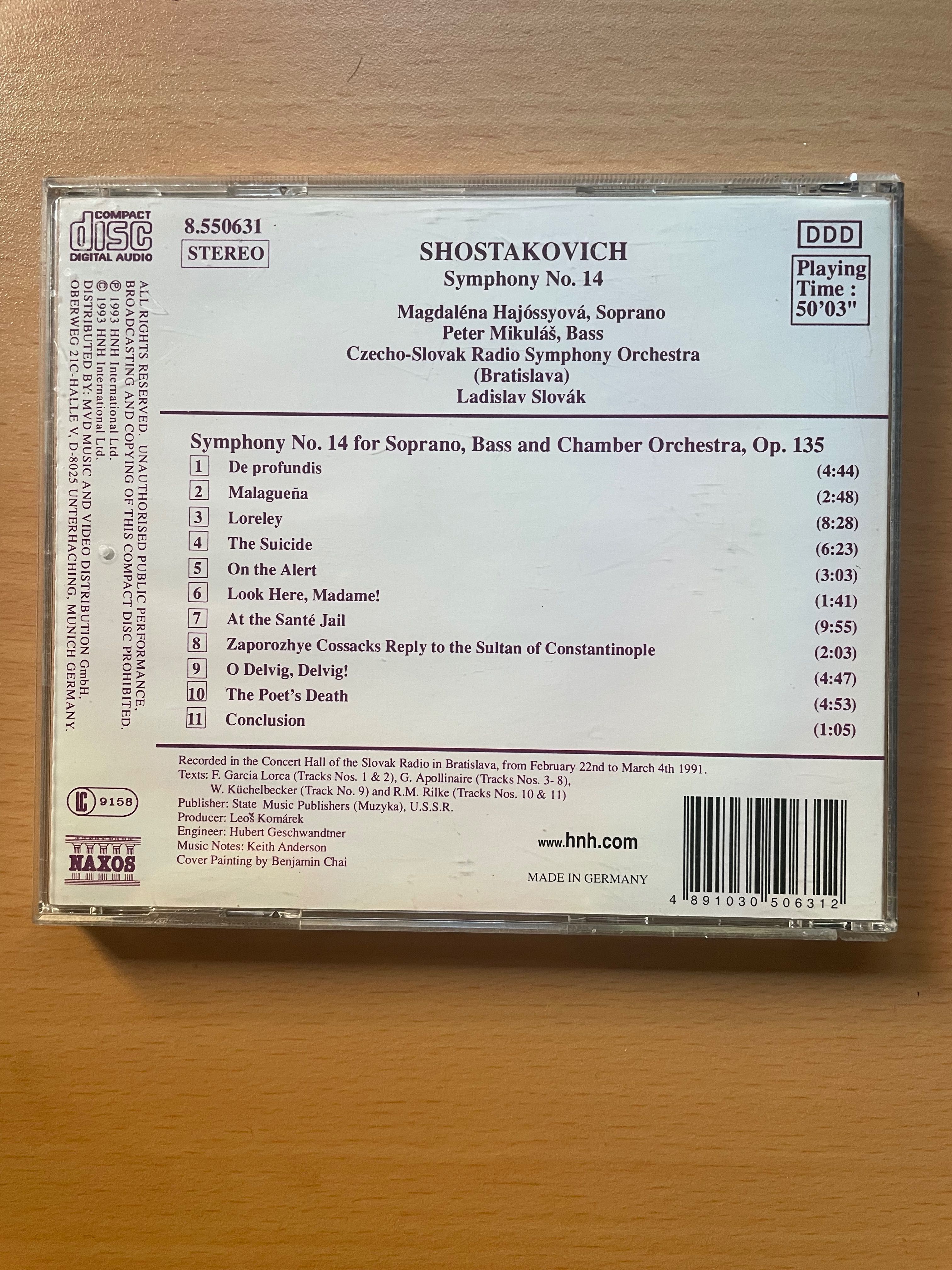 CD Shostakovich sinfonia 14