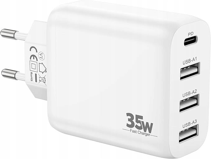 Ładowarka sieciowa 35W Zestaw 2 szt. Creapico QC 4 porty USB-C + USB-A