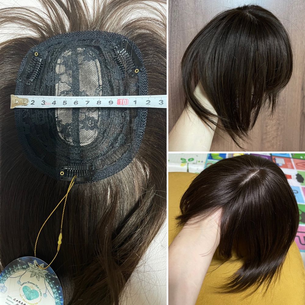 Накладка с натуральных славянских детских волос кожа шёлк темно русые