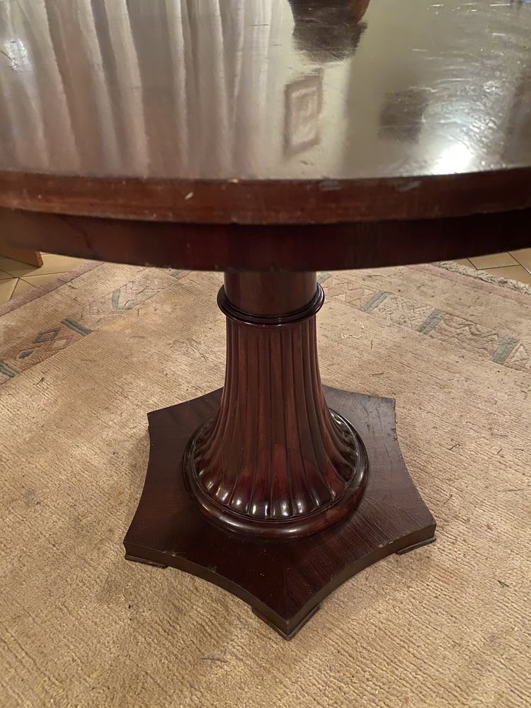 Stół duży okrągły drewniany antyk z piękną nogą