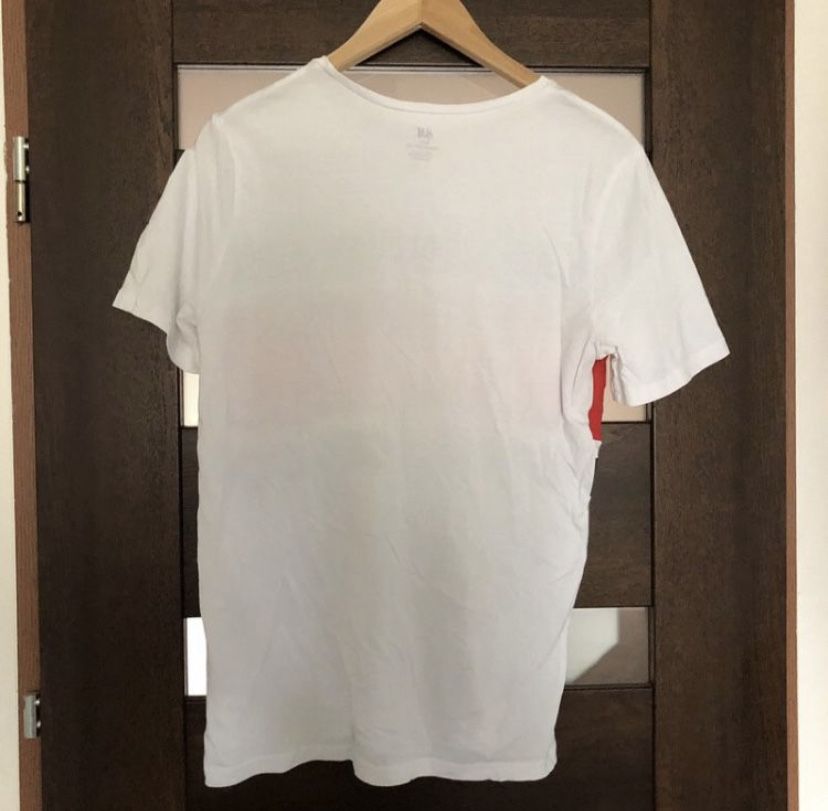 Biała koszulka T-shirt z nadrukiem H&M Basic [170]