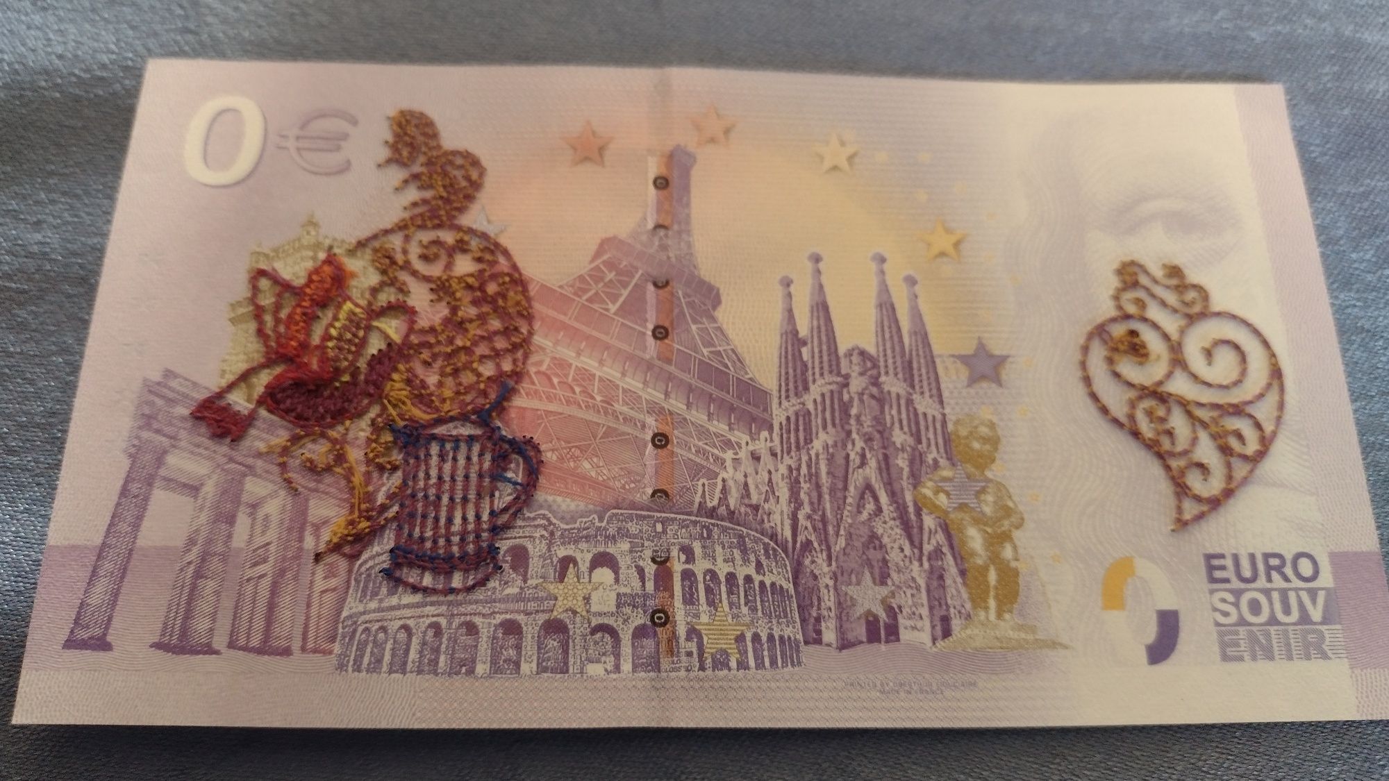 Banknot 0 euro alto minho haftowany color kolor kolorowe