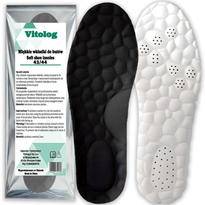 Miękkie Piankowe Wkładki do Butów Amortyzujące Ostrogi Piętowe 43-44