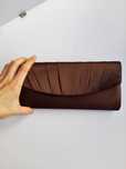 Mala clutch castanha de casamento, bolsa pochette de festa