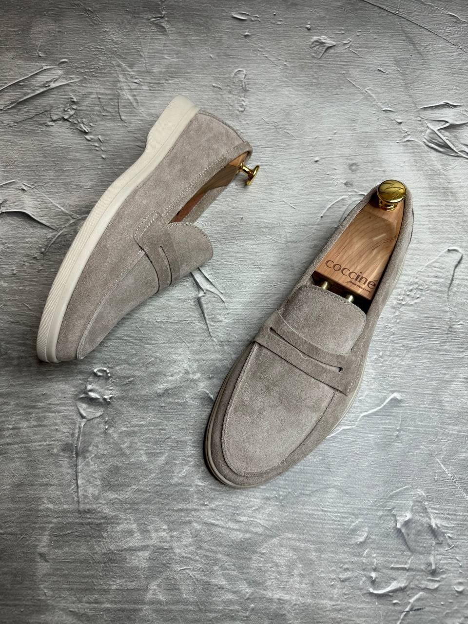 Лоферы замшевые бежевые мужские LORO PIANA Suede BEZH! Туфли Лоферы!
