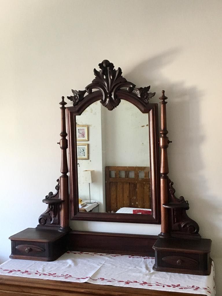 Espelho toucador penteadeira Romântico século XIX em mogno