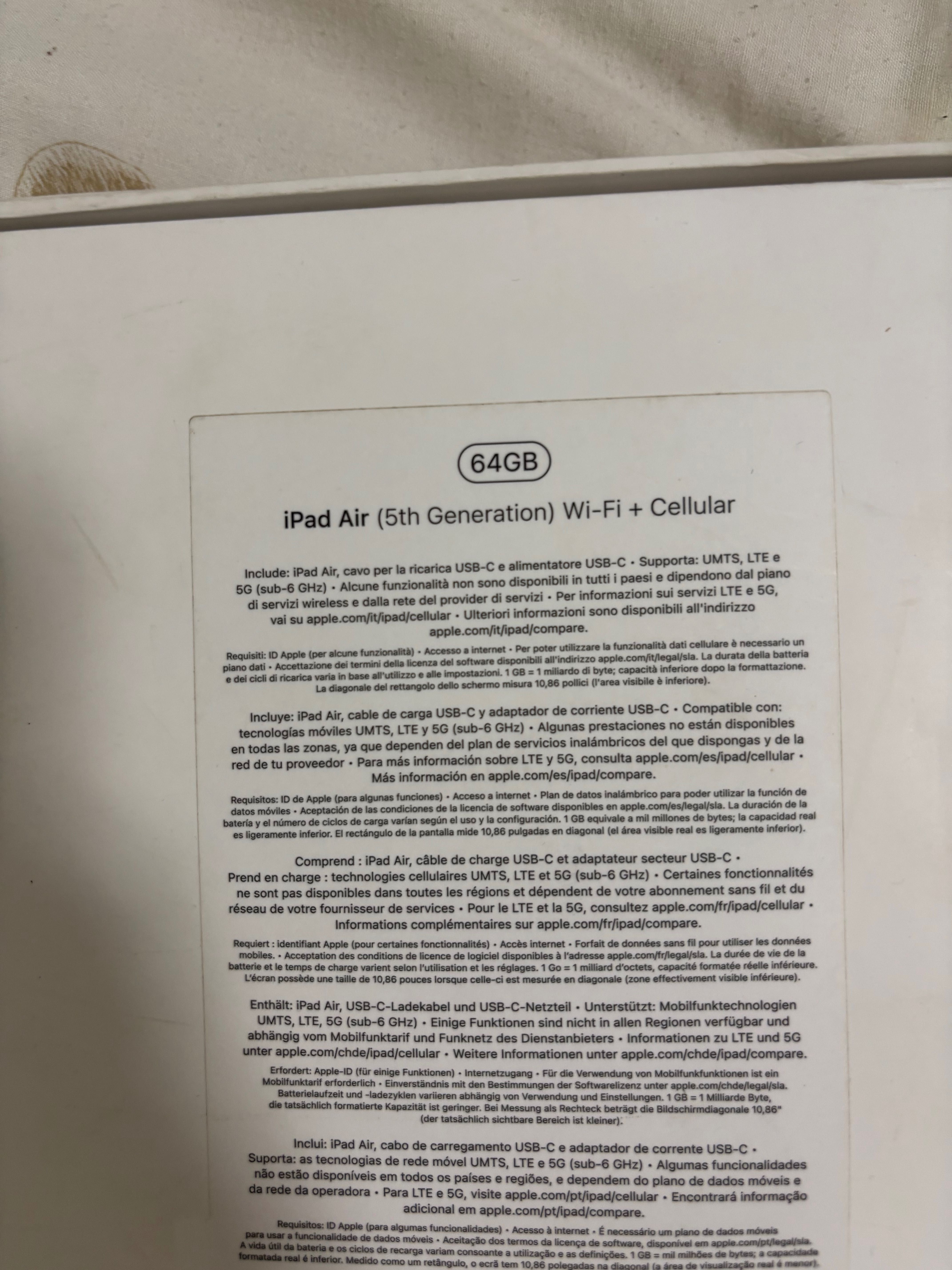 iPad Air - 5 geração | WiFi + cartão PIN