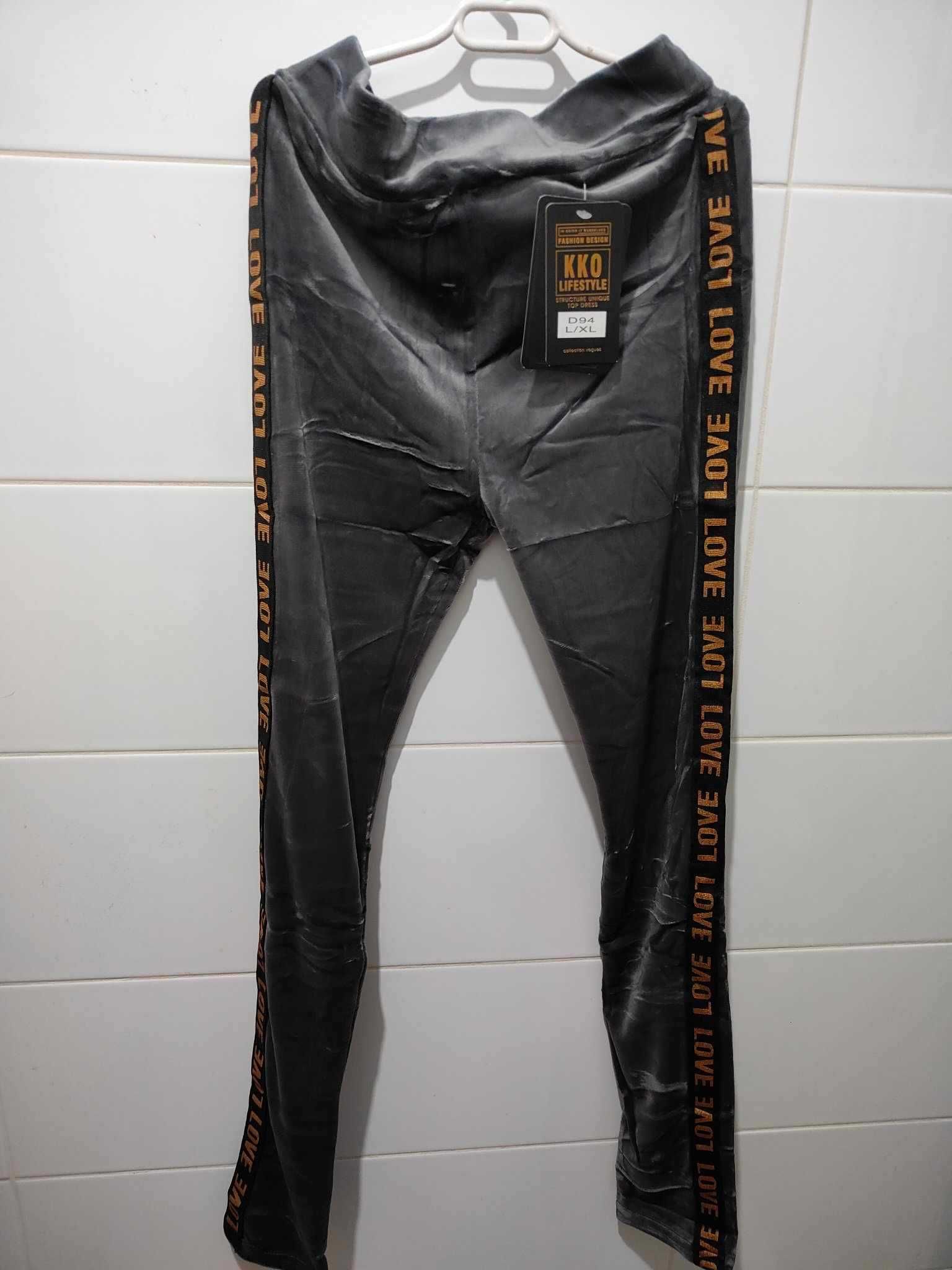 Legginsy velurowe S/M , nowe, Love